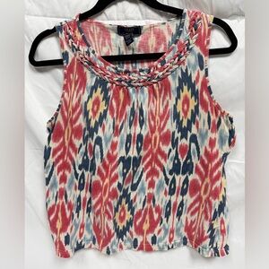 Chaps Red and Blue Patterned Tank Top